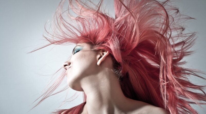 pink hair, hairstyle, woman